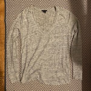 Theory v neck linen sweater, light grey, size medium
